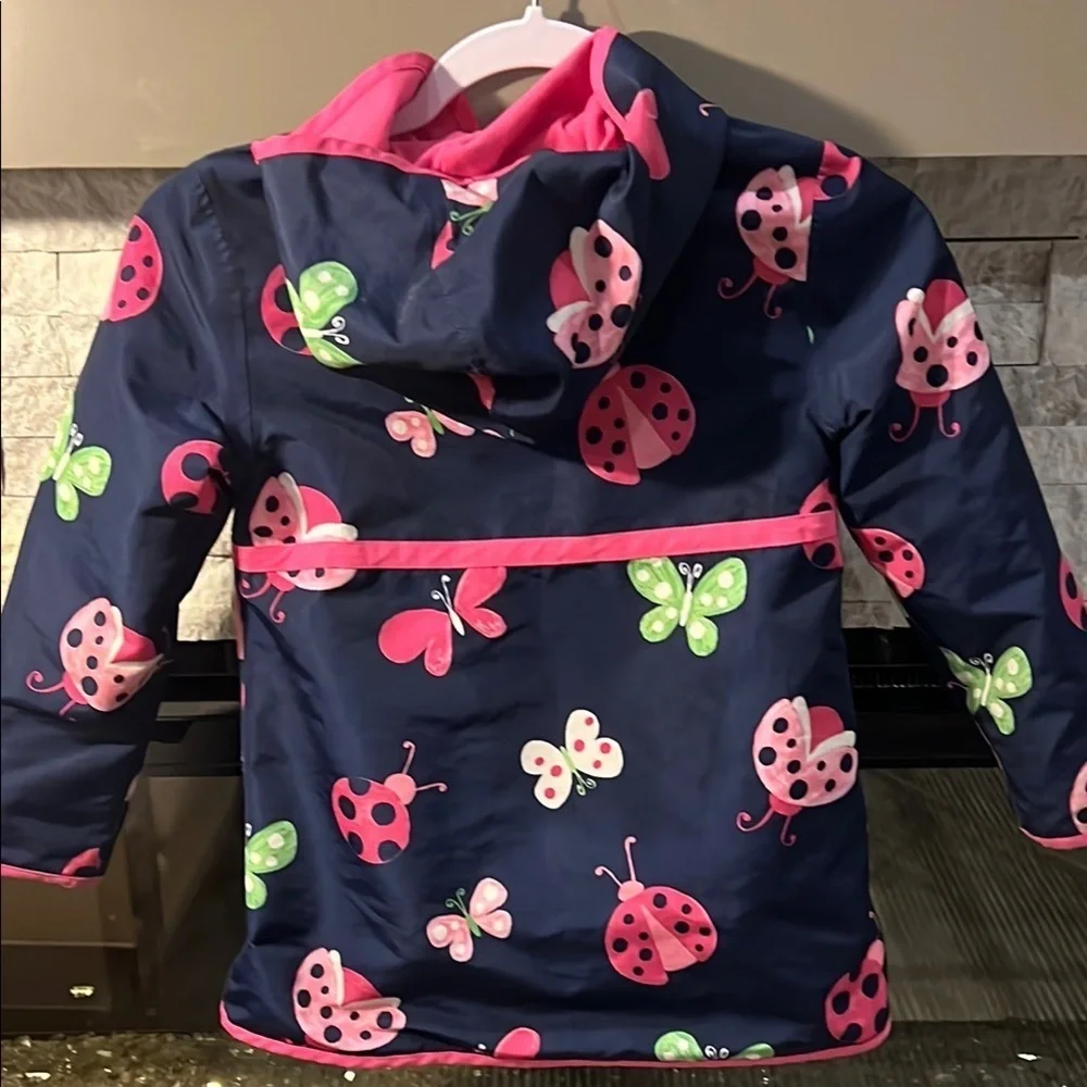 Gymboree Pink and blue Raincoat with butterfly ladybug print size 5